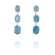 Raw Aquamarine Drop Earrings in 925 Sterling Silver
