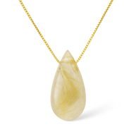 Rutilated Quartz Teardrop Pendant in 18K Gold Vermeil – Natural Healing Crystal Necklace