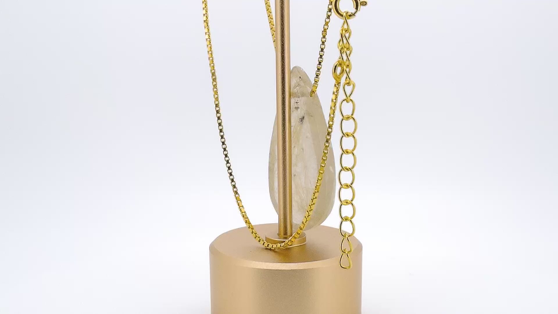 Rutilated Quartz Teardrop Pendant in 18K Gold Vermeil – Natural Healing Crystal Necklace